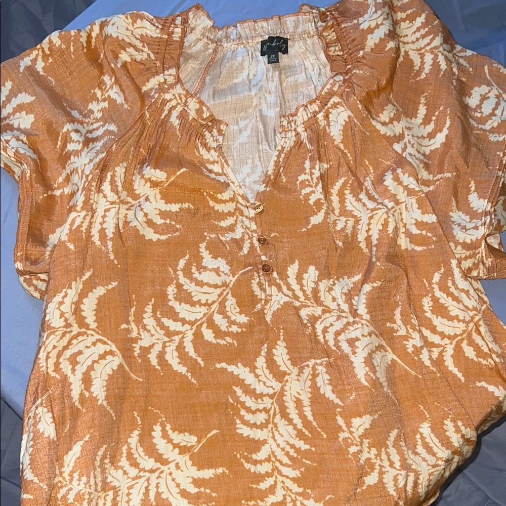 Women's Orange Floral Top